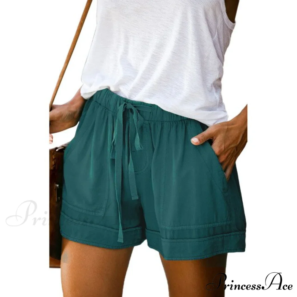 Casual Tie Elastic Waist Plus Size Shorts - Image 11