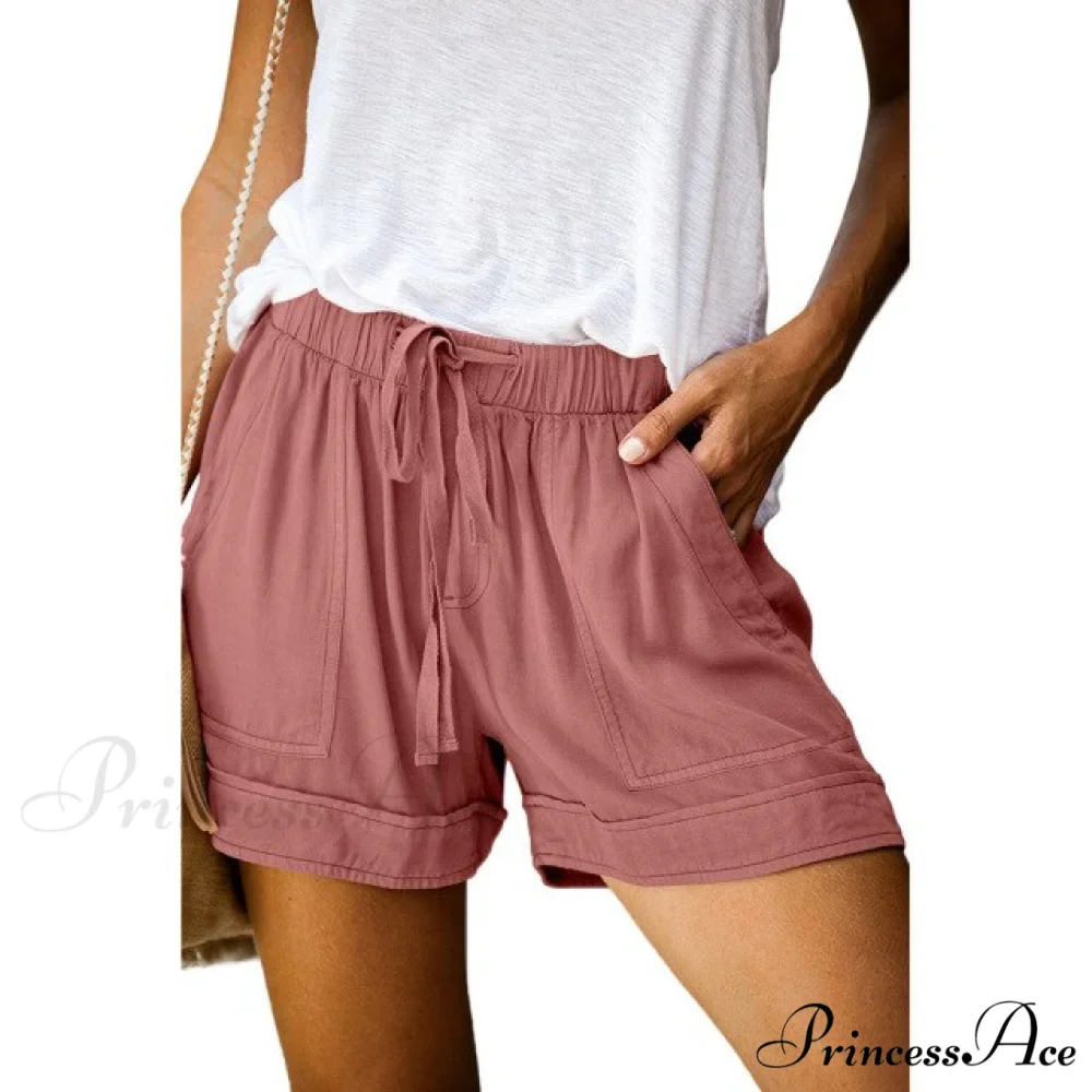 Casual Tie Elastic Waist Plus Size Shorts - Image 12