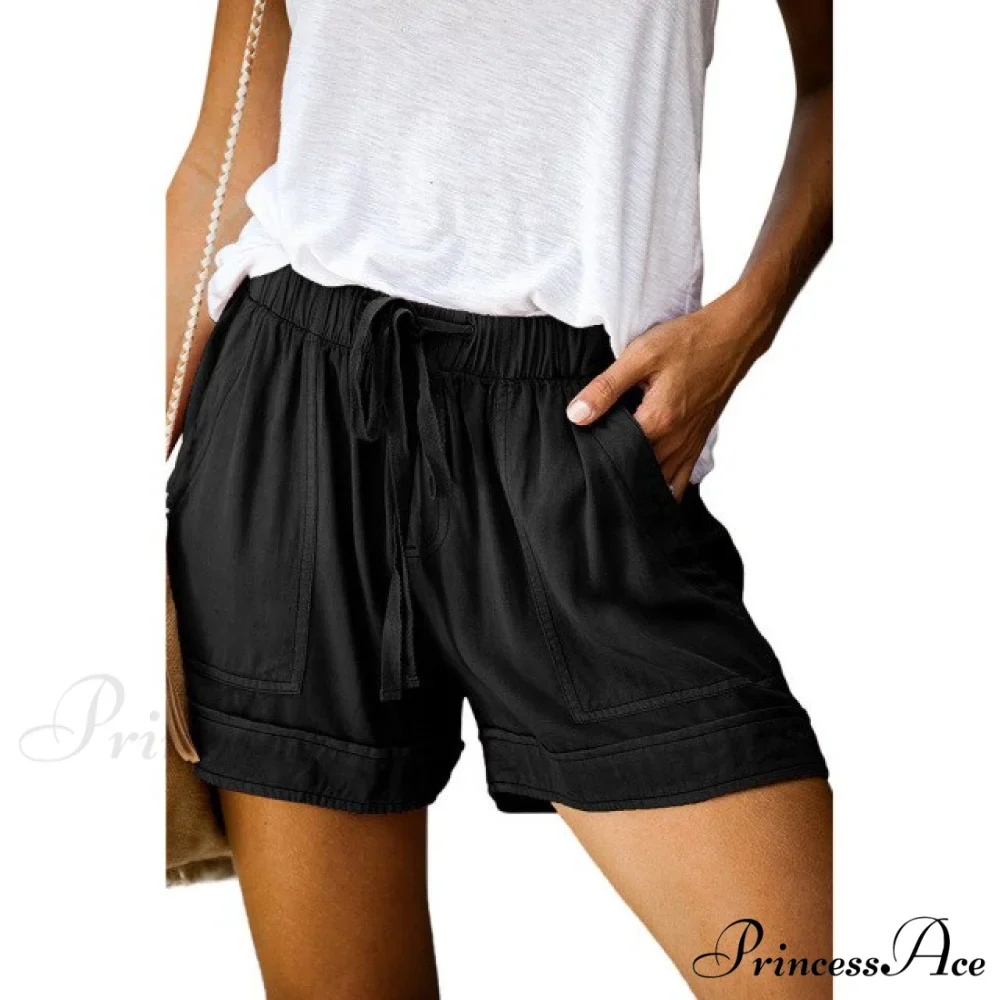 Casual Tie Elastic Waist Plus Size Shorts - Image 2
