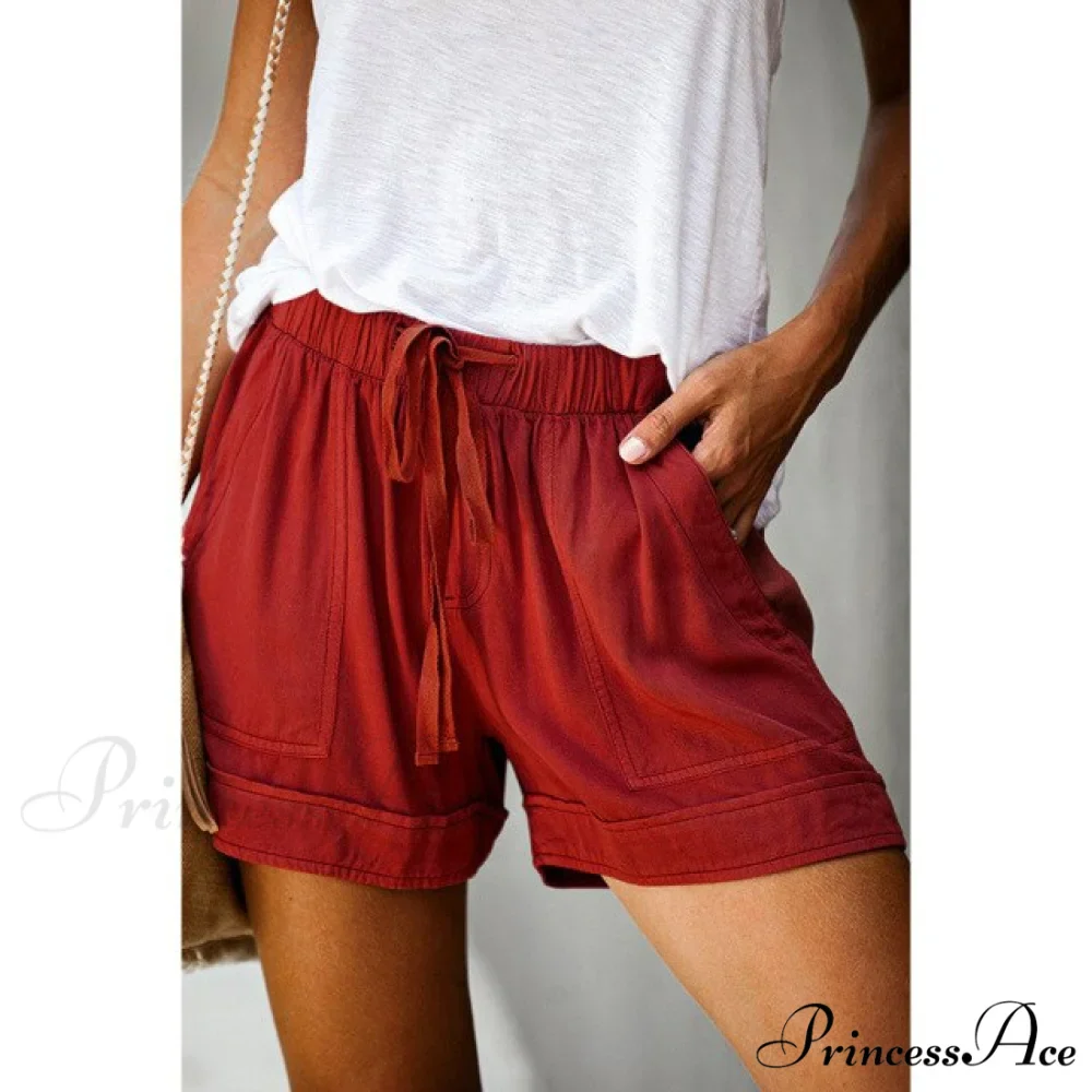 Casual Tie Elastic Waist Plus Size Shorts - Image 6