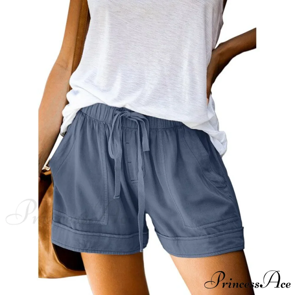 Casual Tie Elastic Waist Plus Size Shorts - Image 7