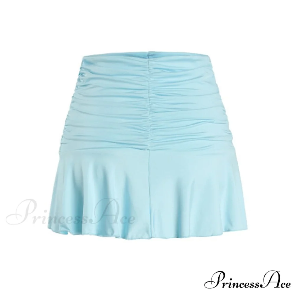 Floral Printing Ruched Slim Short Mini Skirt - Image 12