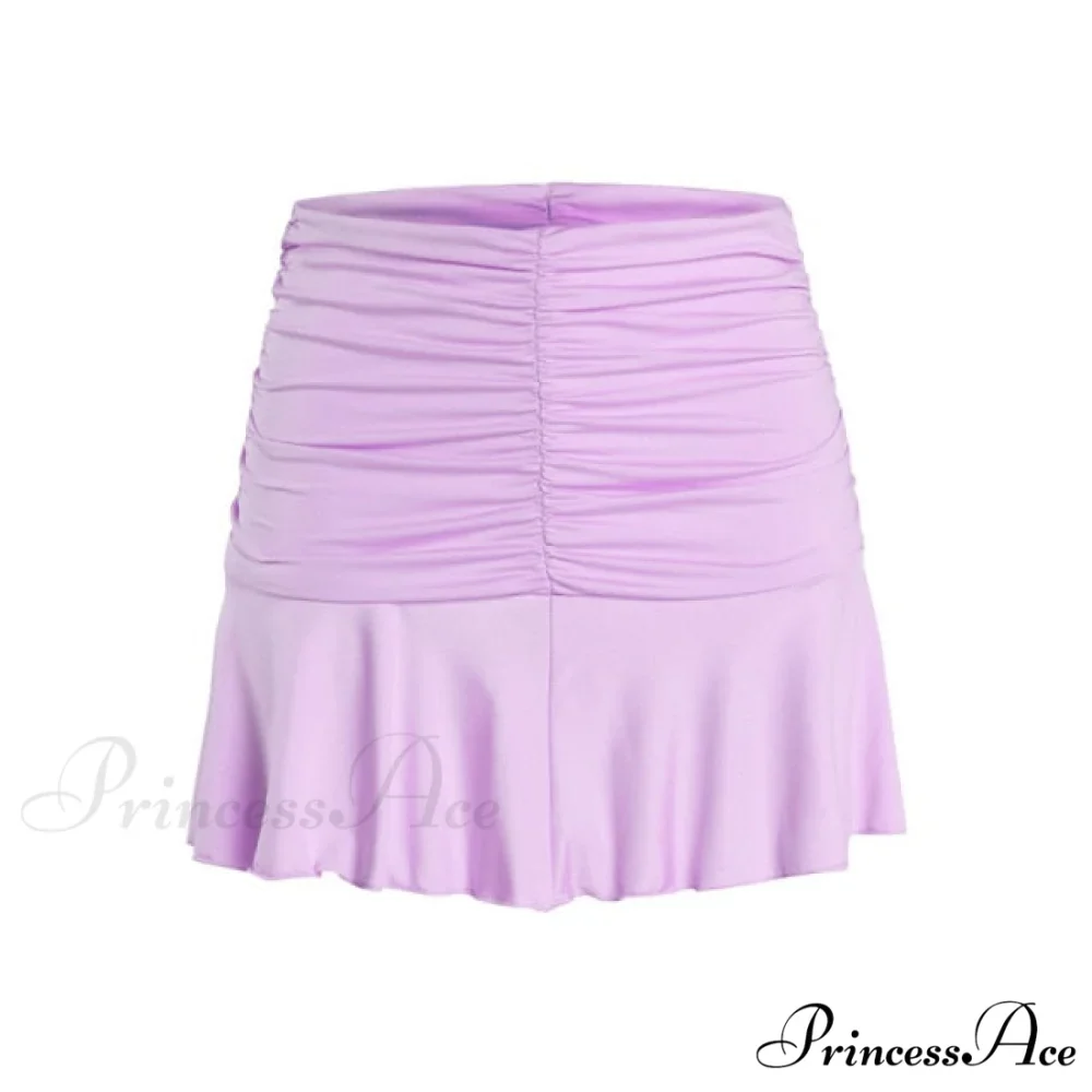 Floral Printing Ruched Slim Short Mini Skirt - Image 17
