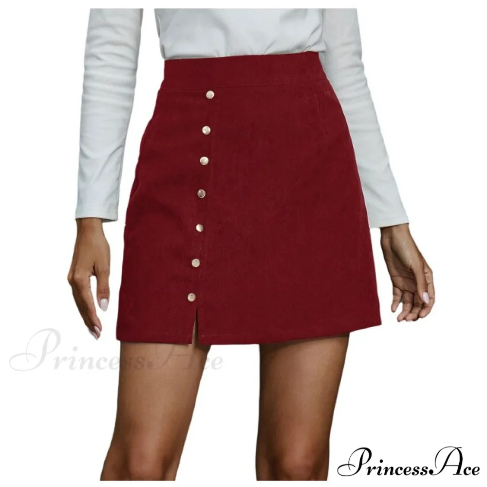 Fashion Women High Waist Buttons Skirts - Image 2