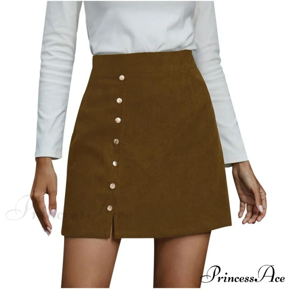 Fashion Women High Waist Buttons Skirts - Image 3