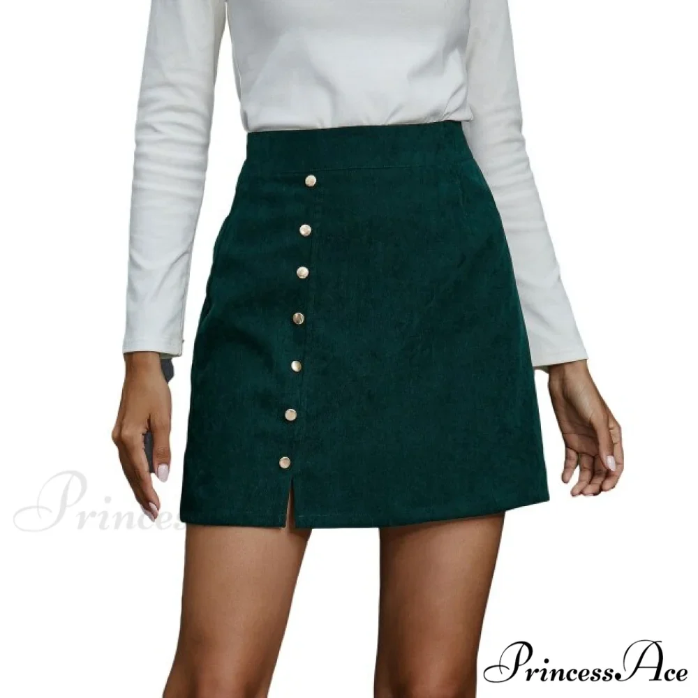 Fashion Women High Waist Buttons Skirts - Image 4