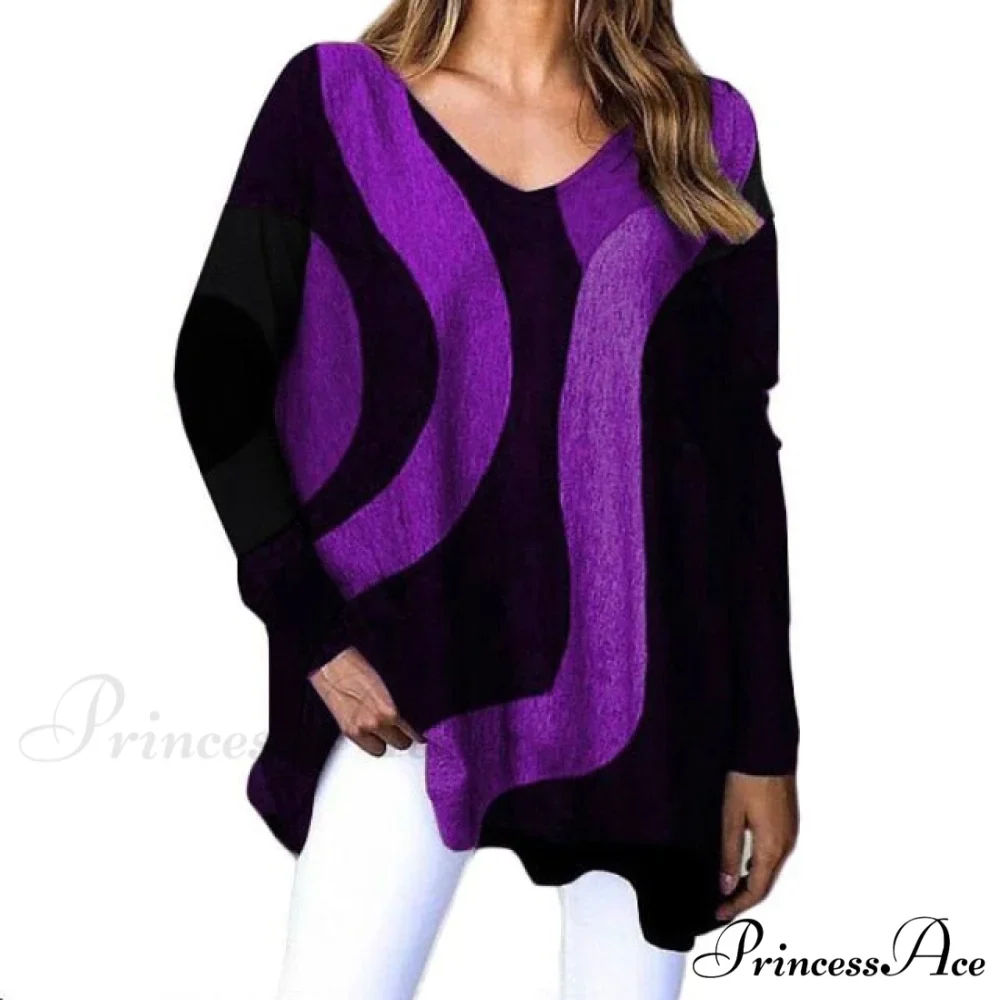 Fashion V-Neck Streetwear Ladies Large Size Top - Image 2