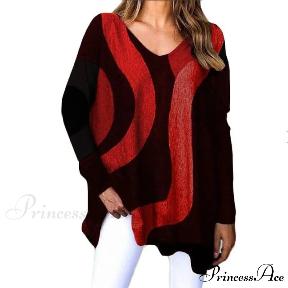 Fashion V-Neck Streetwear Ladies Large Size Top - Image 4