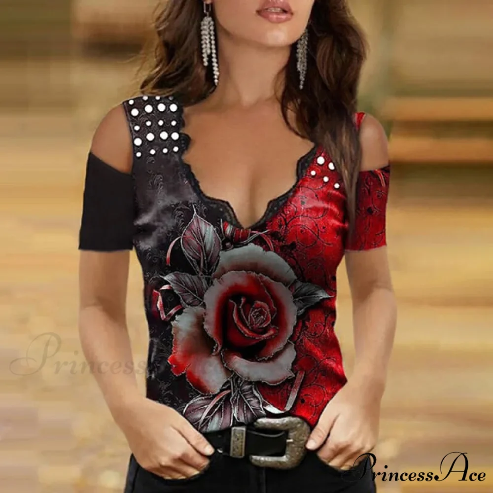 Fashion All-Match Stretch V-neck Slim T-shirt - Image 3