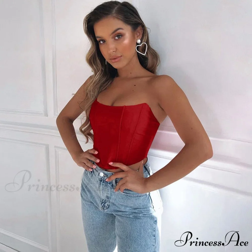 Sleeveless Off Shoulder Velvet Sexy Corset - Image 3