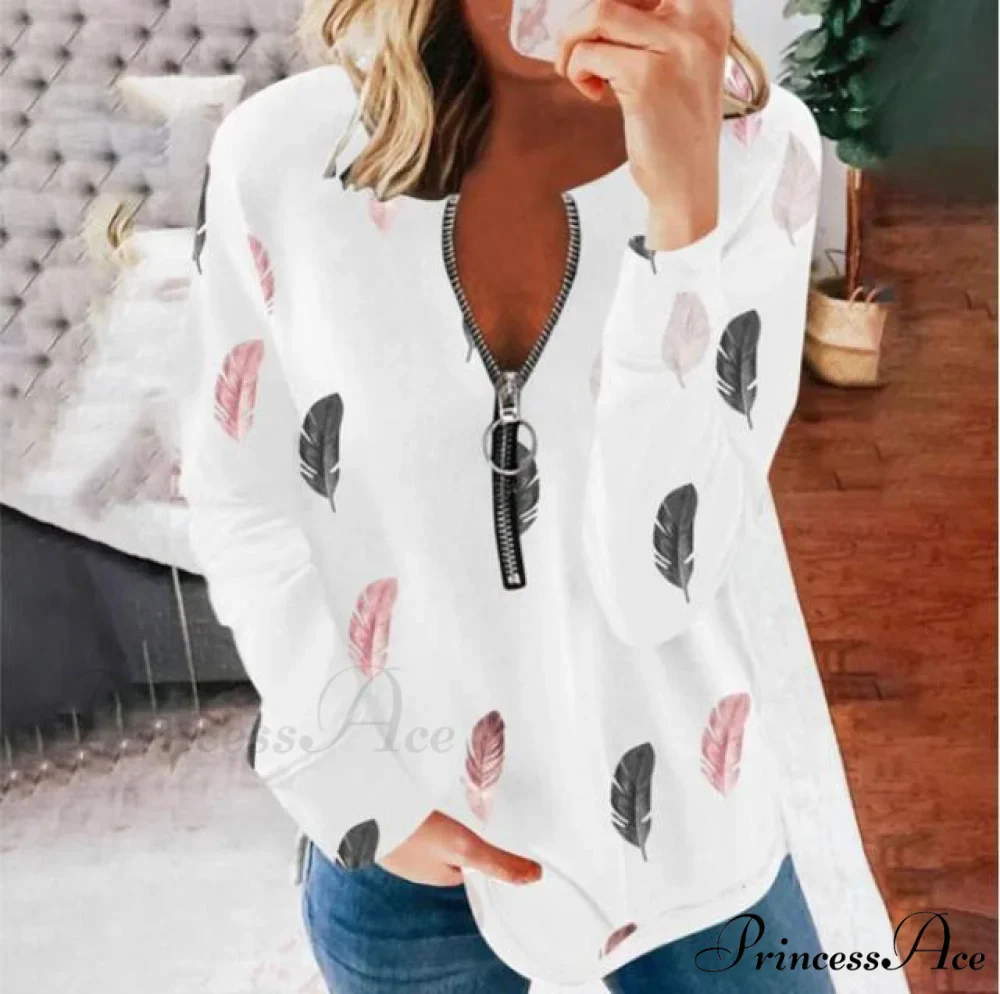 Large Loose Zipper Sexy Printed Vintage T Shirts - Image 18