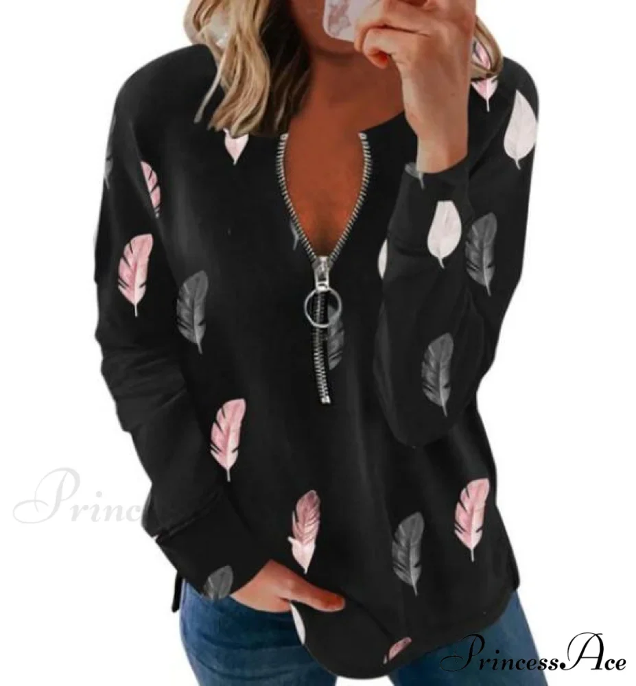Large Loose Zipper Sexy Printed Vintage T Shirts - Image 8