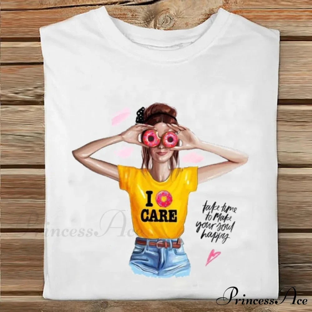Coffee Love Cartoon Printing Clothes Tshirt - Image 5