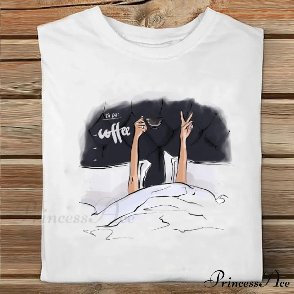 Coffee Love Cartoon Printing Clothes Tshirt - Image 9