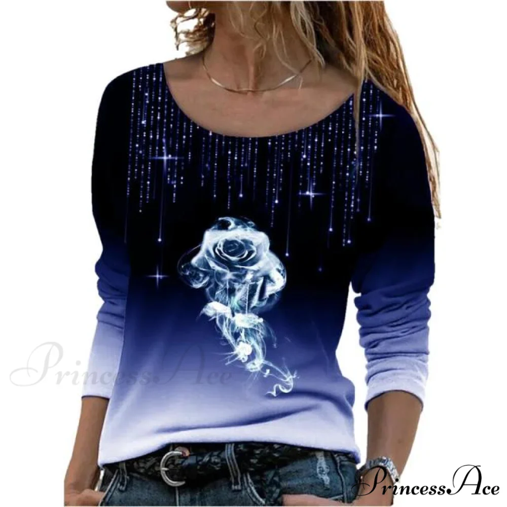 Oversize Long Sleeve O-Neck Printed Shirts - Image 2