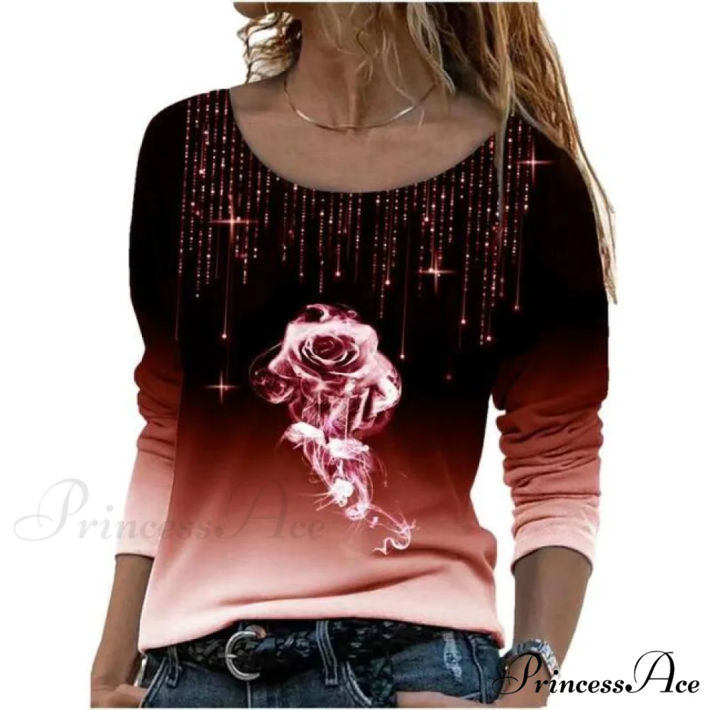 Oversize Long Sleeve O-Neck Printed Shirts - Image 3