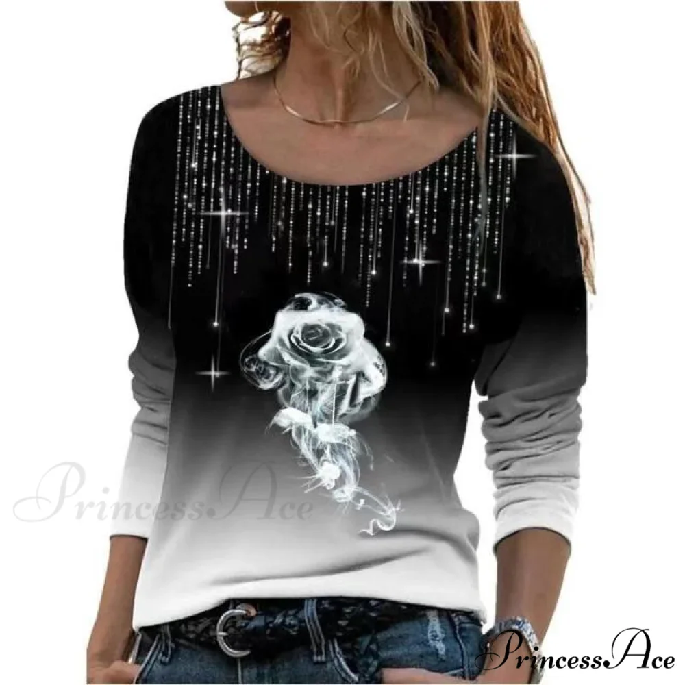 Oversize Long Sleeve O-Neck Printed Shirts - Image 4