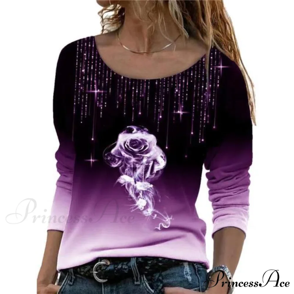 Oversize Long Sleeve O-Neck Printed Shirts - Image 5