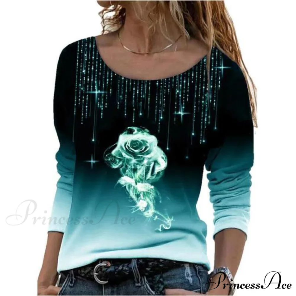 Oversize Long Sleeve O-Neck Printed Shirts - Image 6