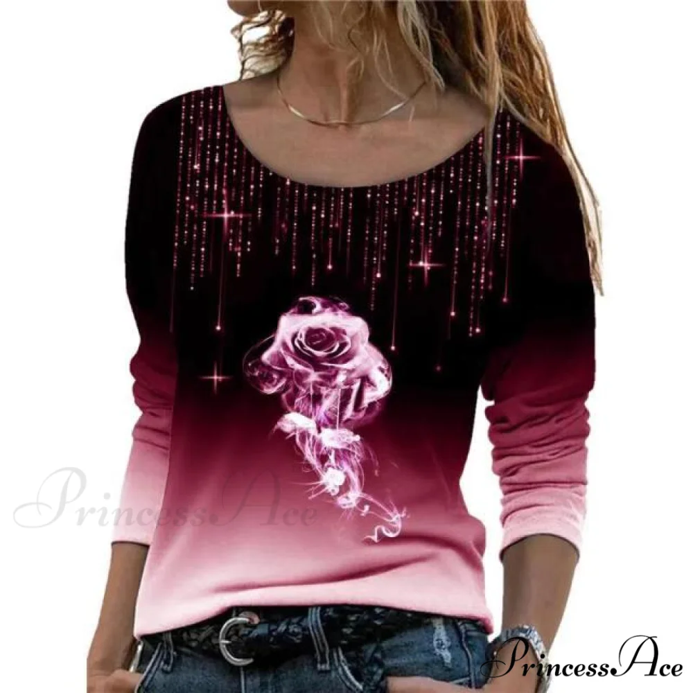 Oversize Long Sleeve O-Neck Printed Shirts - Image 7
