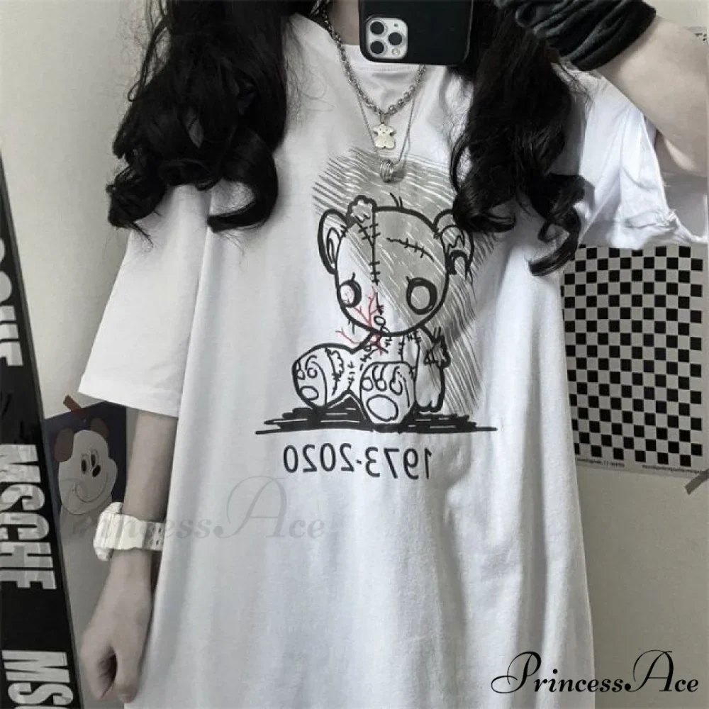 White Cartoon Female Kawaii Tops Tee - Image 18
