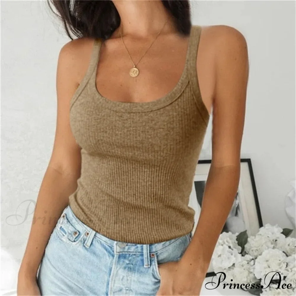 Spaghetti Vest Quality Knitted Camis U-neck Tank Tops - Image 3