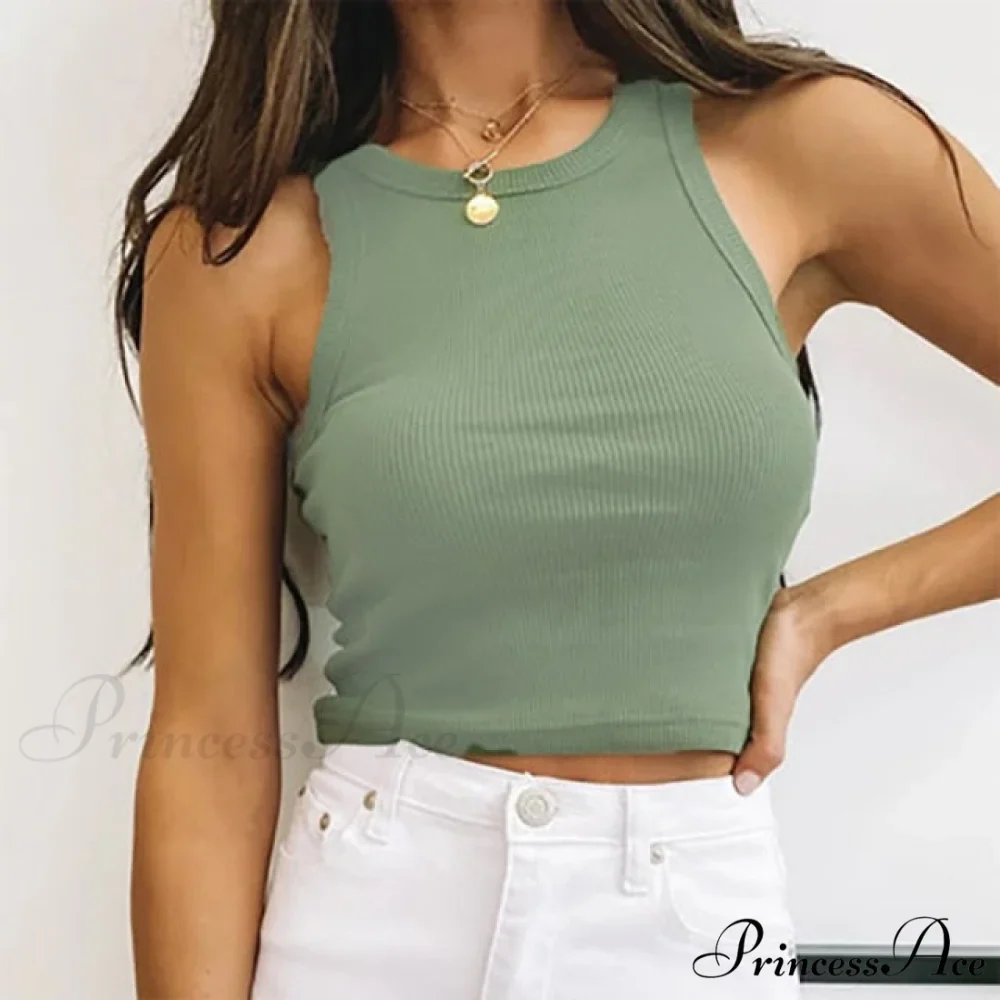 Vest Off Shoulder Knitted Candy Colors Crop Tops - Image 12