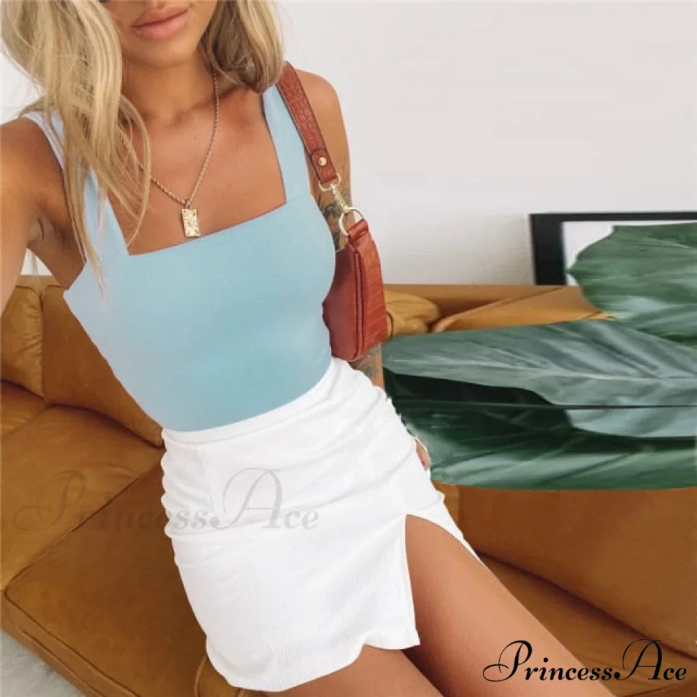 Vest Off Shoulder Knitted Candy Colors Crop Tops - Image 6