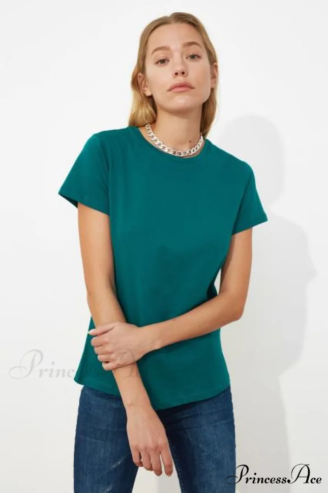 Cotton Single Jersey Cycling Neck Basic Knitted T-Shirt - Image 10