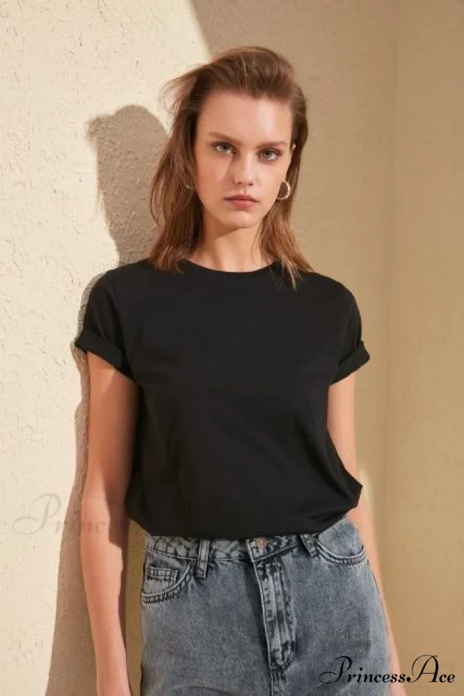 Cotton Single Jersey Cycling Neck Basic Knitted T-Shirt - Image 2