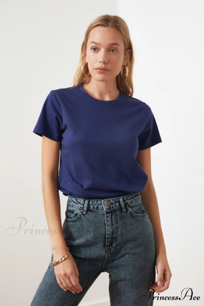 Cotton Single Jersey Cycling Neck Basic Knitted T-Shirt - Image 5