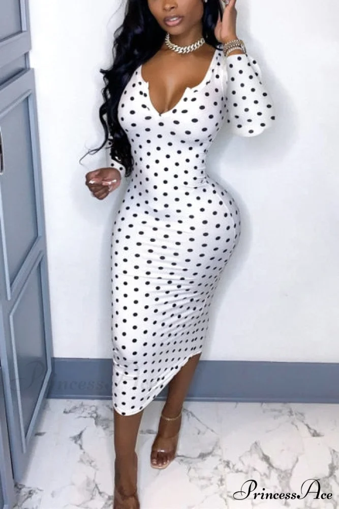 Office Lady Skinny Long Sleeve Dress - Image 3