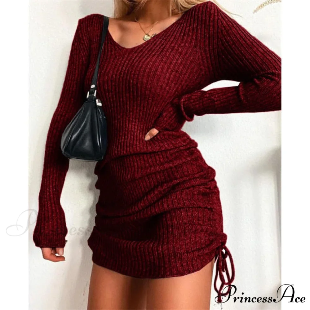 Elegant Fashion V-Neck Long Sleeve Bodycon Party Dresses - Image 5