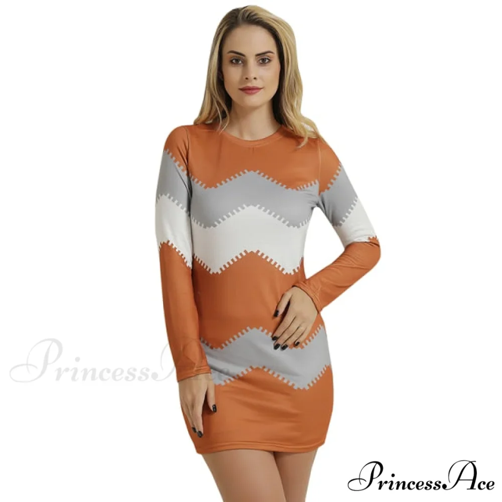 Elegant Patchwork Long Sleeve Thin Dress - Image 4