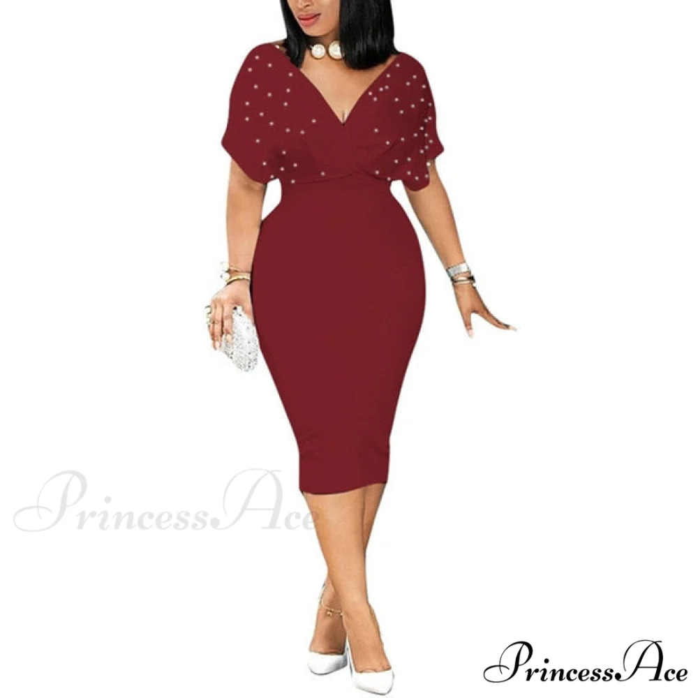 Sleeveless Turn Down Collar Office Lady Pencil Dresses - Image 10