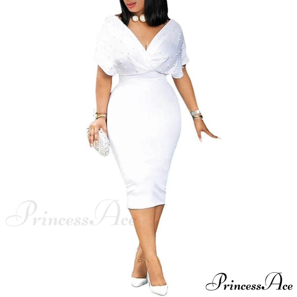 Sleeveless Turn Down Collar Office Lady Pencil Dresses - Image 3