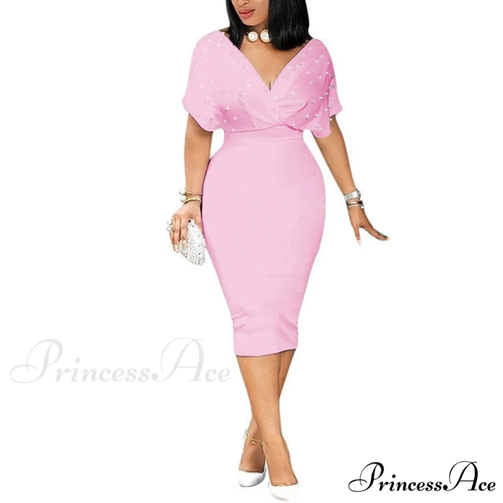 Sleeveless Turn Down Collar Office Lady Pencil Dresses - Image 5