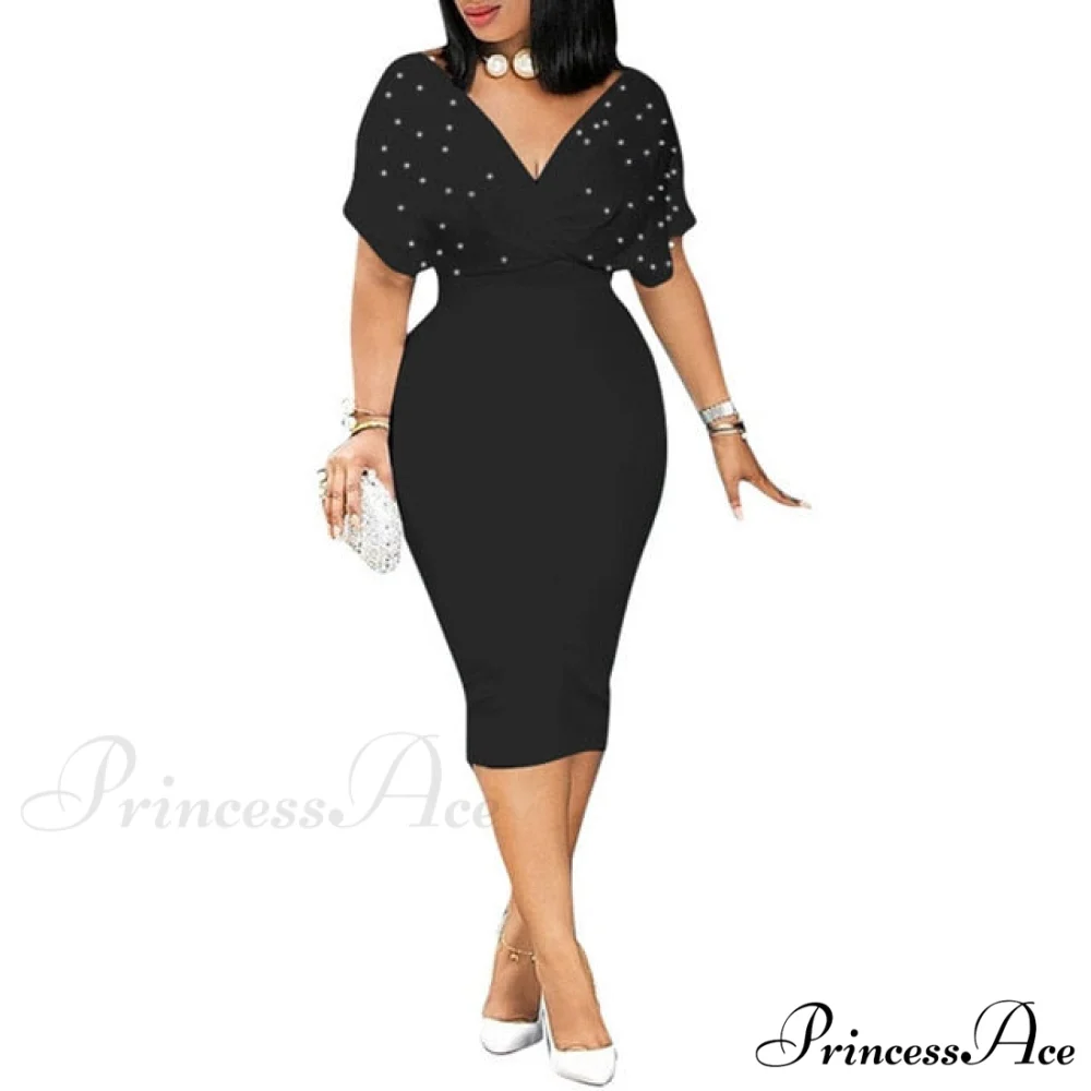 Sleeveless Turn Down Collar Office Lady Pencil Dresses - Image 8