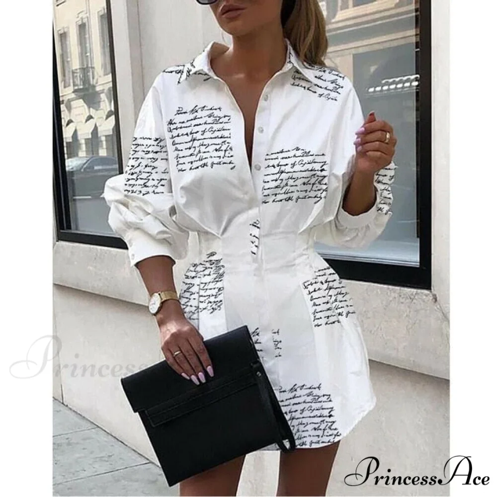 Women Long Sleeve Mini Shirt Dress - Image 2