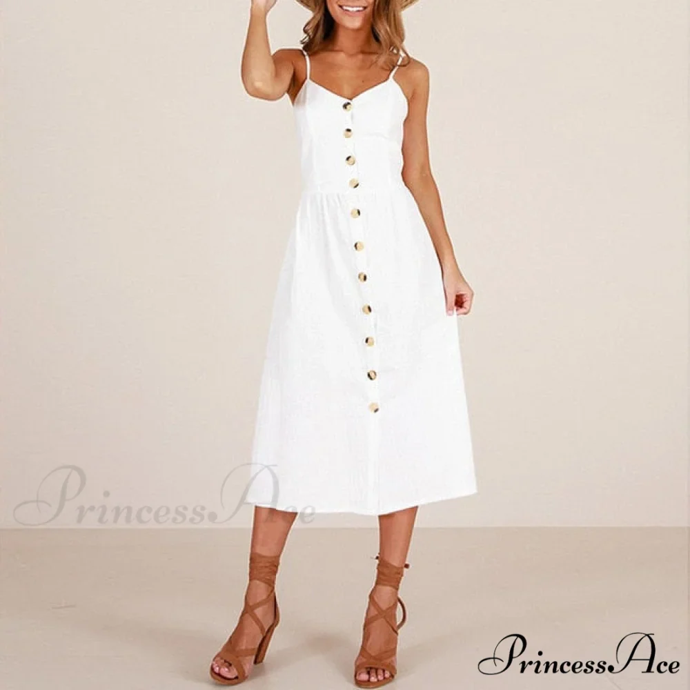 Midi Button Backless Polka Dot Striped Dress - Image 10