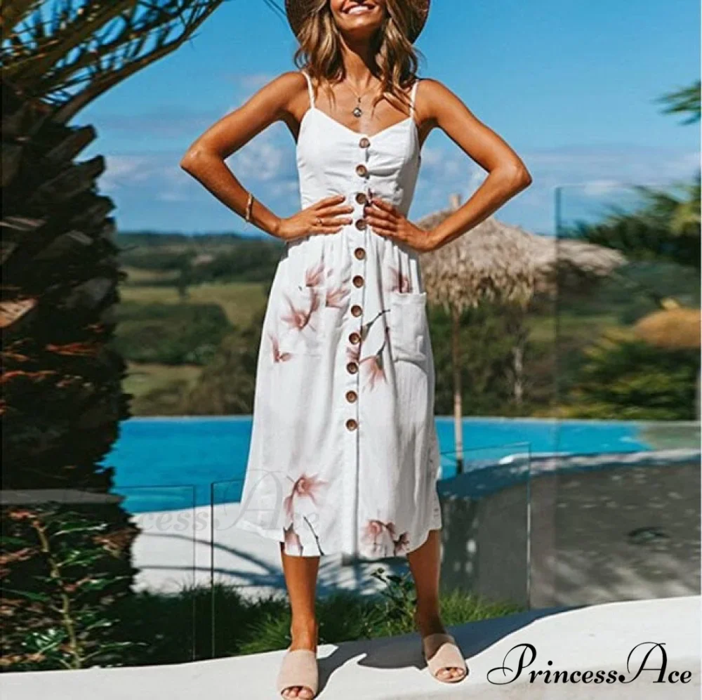 Midi Button Backless Polka Dot Striped Dress - Image 2