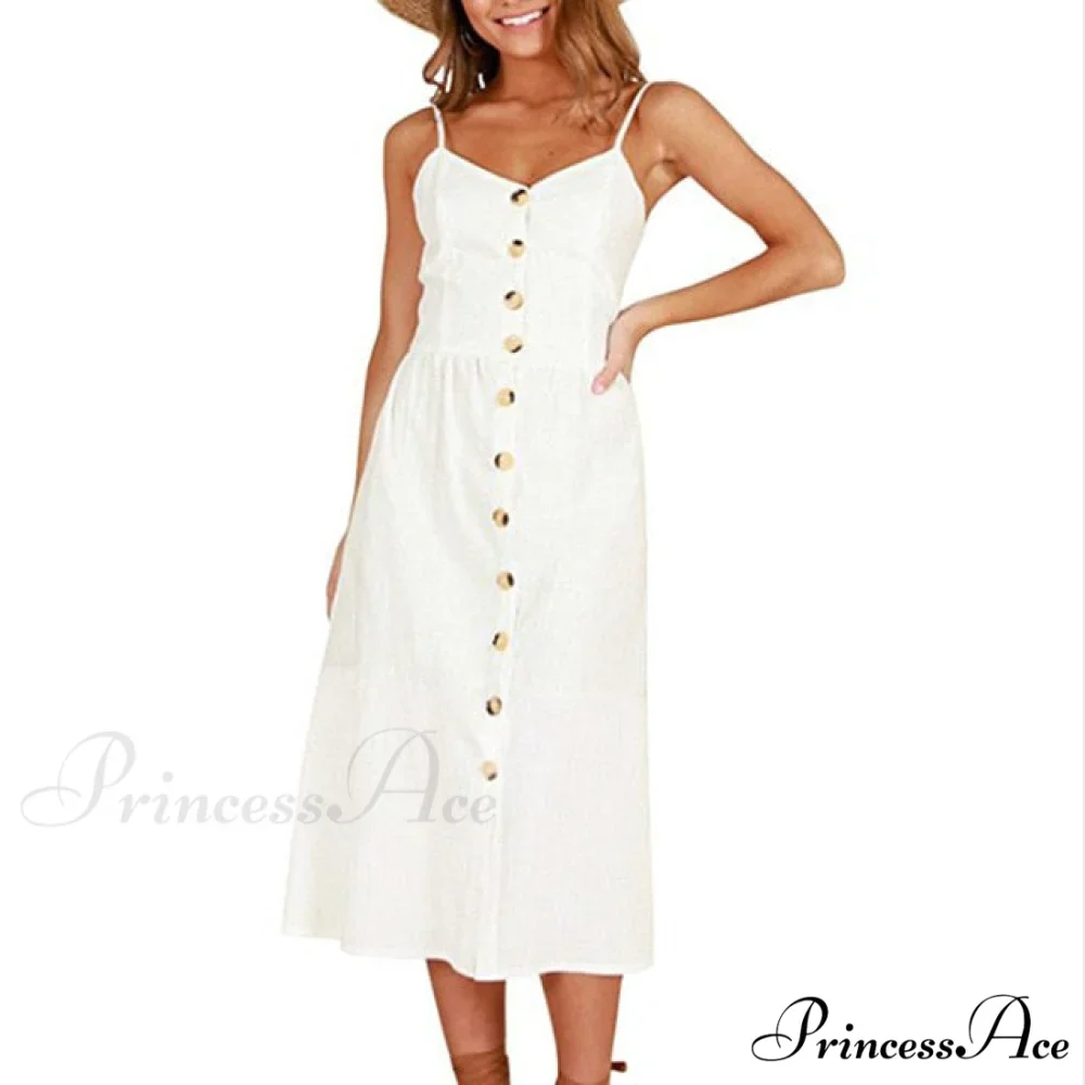Midi Button Backless Polka Dot Striped Dress - Image 23