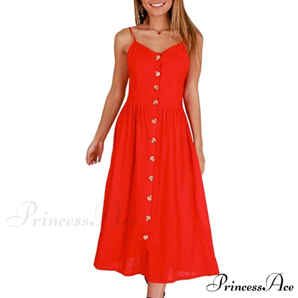 Midi Button Backless Polka Dot Striped Dress - Image 24