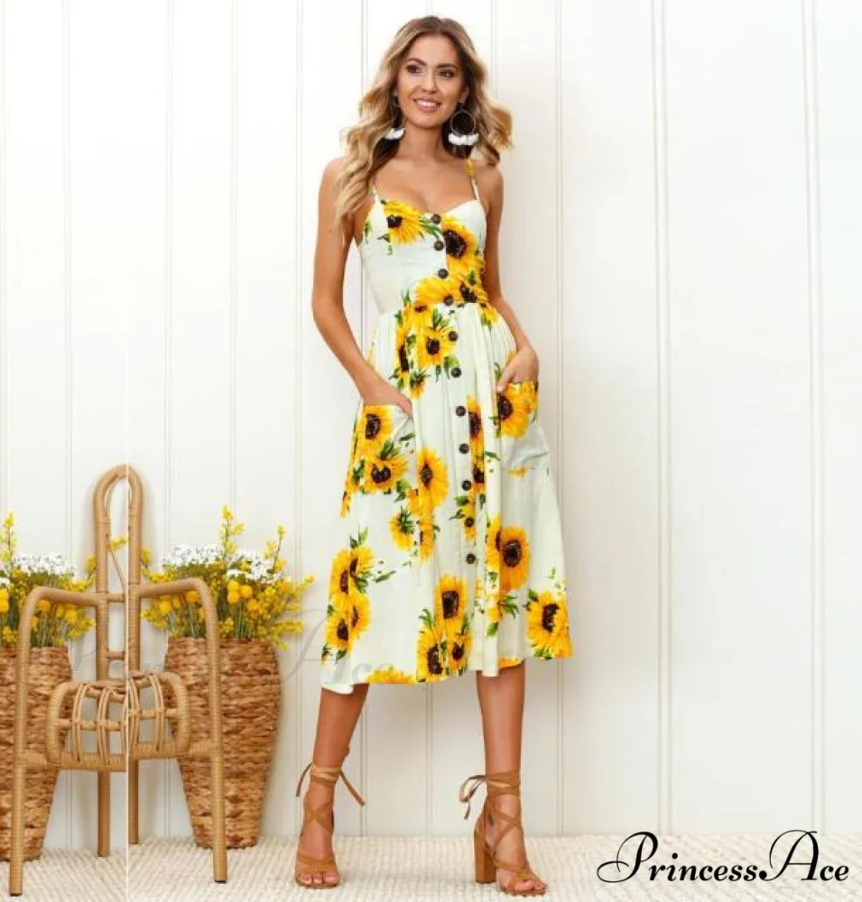 Midi Button Backless Polka Dot Striped Dress - Image 4