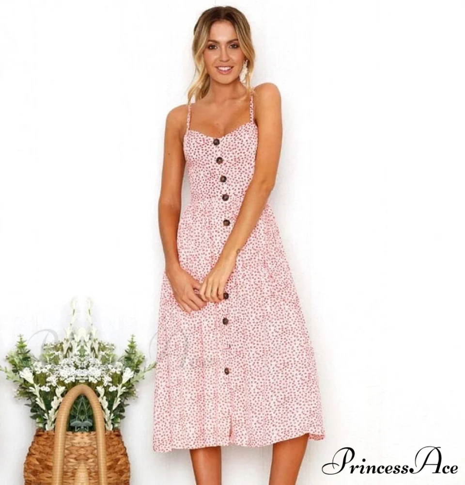 Midi Button Backless Polka Dot Striped Dress - Image 7