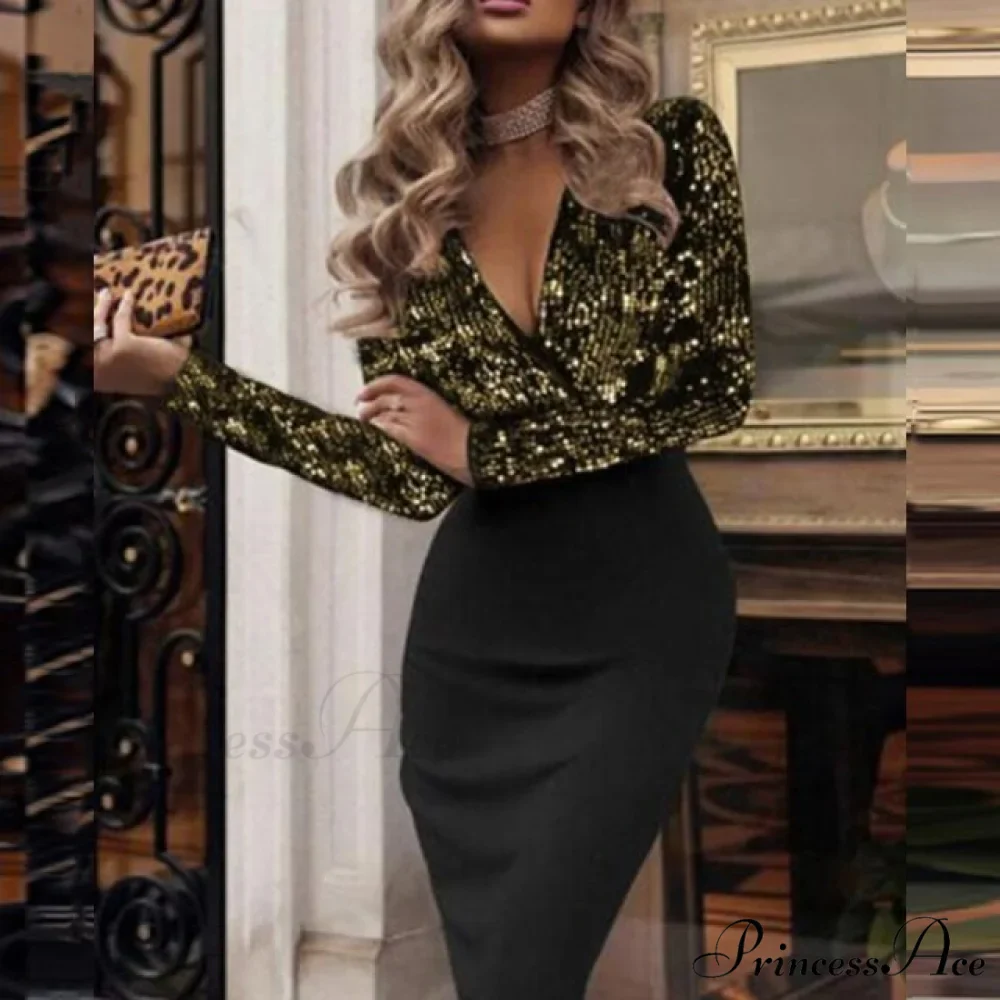 Elegant Wrap V Neck Skinny Club Party Dress - Image 6