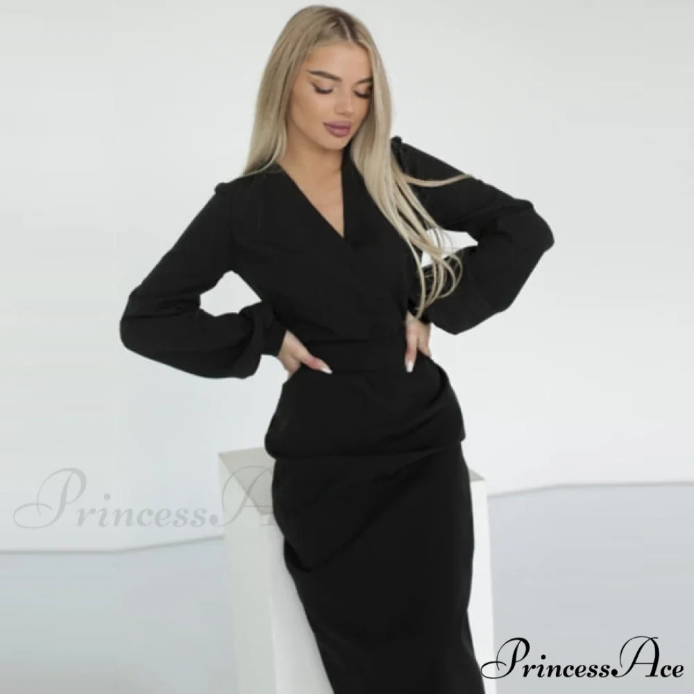 Long Sleeve V Neck Party Club Elegant Dress - Image 4