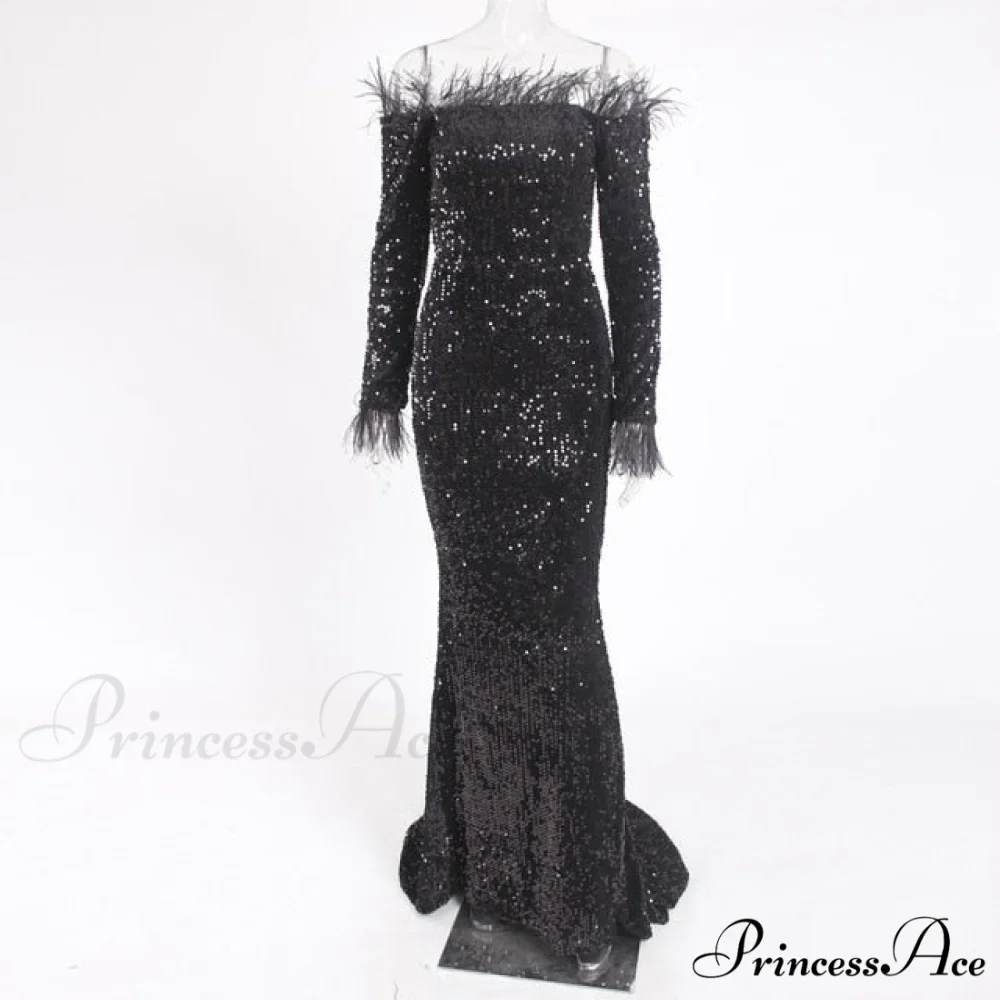 Long Sleeve Bodycon Stretchy Slash Neck Mermaid Dress - Image 6