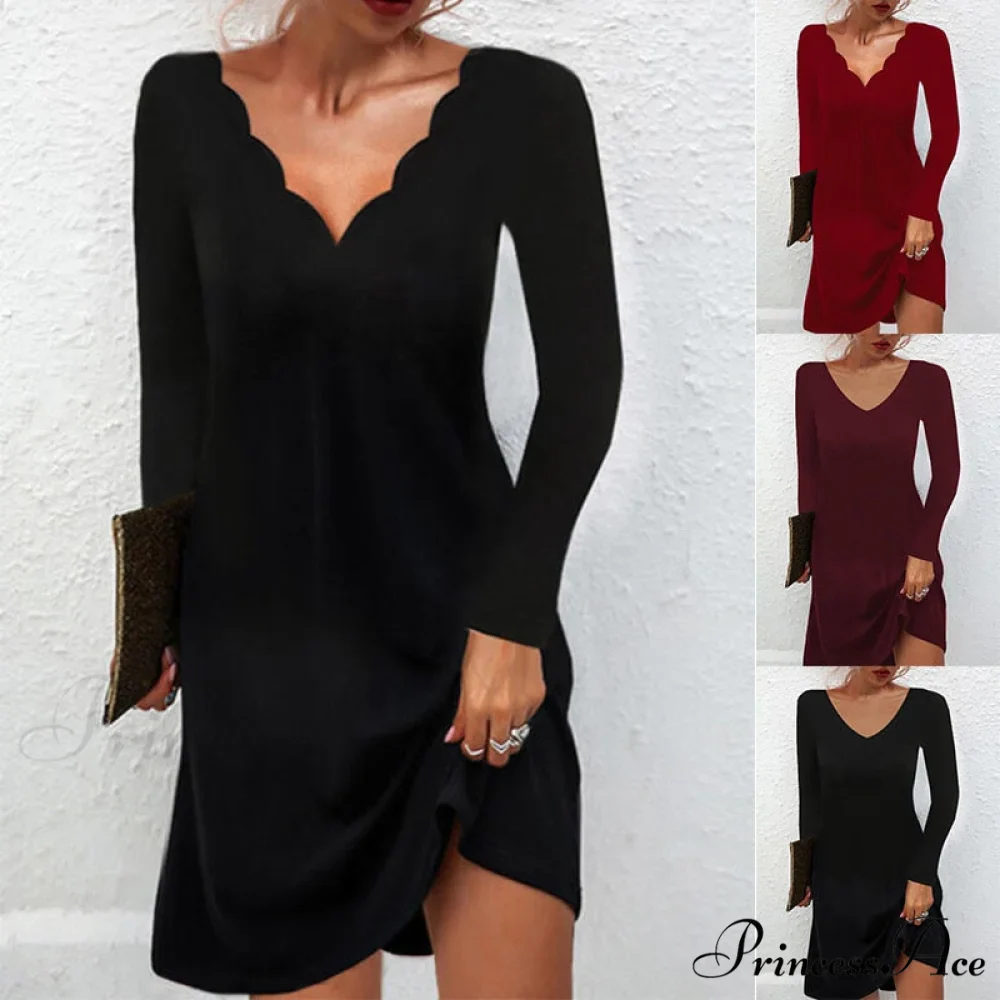 Fashion Sexy Casual Long Sleeve Vestidos Pullover Party Dress - Image 2