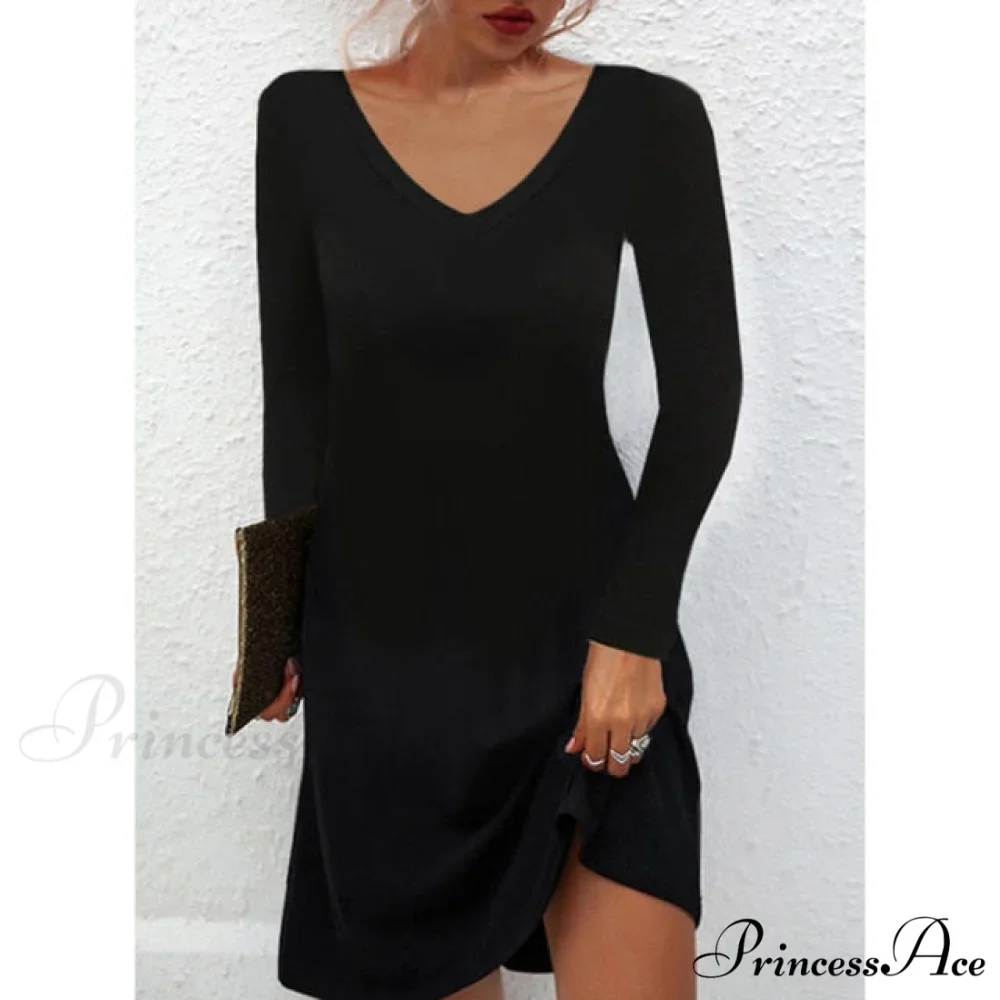 Fashion Sexy Casual Long Sleeve Vestidos Pullover Party Dress - Image 5